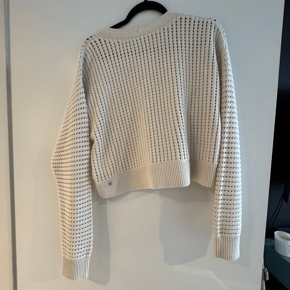 lululemon Cotton Crochet Mesh Relaxed-Fit Cardigan Light Ivory Size XS - Picture 5 of 6